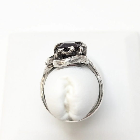 Sold Sterling silver 925 red gemstone ring rectangle cut vintage - Picture 4 of 5